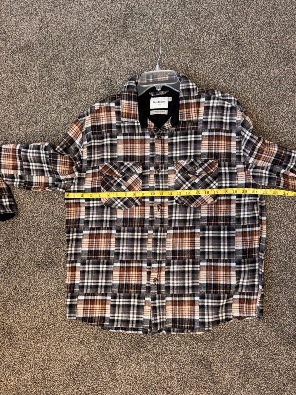 Goodfellow & Co Plaid Button-Up Shirt Jacket in Brown and Black Size Medium - Picture 8 of 9